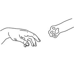 two hands reaching for each other with one hand extended out to touch the other's hand