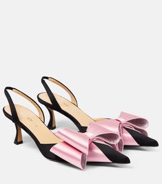 Le Cadeau 65 Satin Slingback Pumps in Black - Mach Mach | Mytheresa Mach And Mach Heels, Mid Heels Pumps, Straw Tote Bag, Designer Pumps, Satin Pumps, Slingback Shoes, Straw Tote, Evening Shoes, Online Shopping For Women