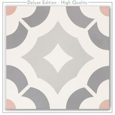 a white and grey tile with an abstract design