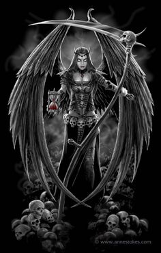 anne stokes goth rock - Google Search Grim Reaper Images, Female Grim Reaper, Don't Fear The Reaper, Grim Reaper Tattoo, Reaper Tattoo, Grim Reaper Art