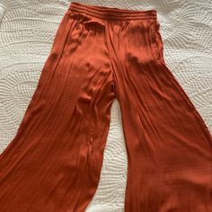 Burnt Orange Pants From Zara In A Size Large. Never Worn But Tags Have Been Removed. Elastic Waistband, Lightweight And Perfect For Spring! Summer Non-stretch Loungewear Pants, Summer Stretch Solid Pants, Stretch Summer Pants With Pockets, High Waist Solid Color Rayon Bottoms, High Waist Solid Rayon Bottoms, Casual Full Length Rayon Bottoms, Stretch Rayon Bottoms For The Beach, Stretch Rayon Bottoms For Beach, Stretch Rayon Beach Bottoms