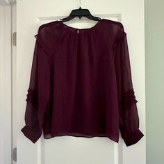 Nwt Ann Taylor Ruffle Sleeve Blouse Size Xl Color: Purple Sleeves Are Sheer Taylor Purple, Ruffle Sleeve Blouse, Color Purple, Ann Taylor, Sleeve Blouse, Blouses, Womens Tops, Purple, Women Shopping