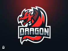 the dragon logo is shown on a dark background with red and black colors, it appears to be an emblem for a sports team