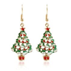 Red Green Christmas Tree Cute Dangle Earrings Brand New, Never Worn Metal: Zinc Alloy + Gold Plated Measurements: 2in X 1in Red Jewelry For New Year Holiday, Red Holiday Jewelry For Festive Occasion, Red Dangle Holiday Jewelry, Holiday Dangle Jewelry, Holiday Jewelry With Matching Earrings, Red Dangle Jewelry For Christmas, Red Dangle Earrings For Holiday, Red Jewelry For Christmas Holiday, Red Dangle Earrings For Holidays