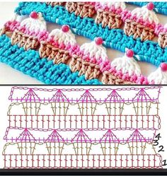 the crochet pattern has been made to look like it is in different colors