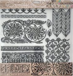 the crafter's workshop dies and stencil set - ornate borders, flowers