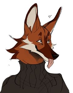 a drawing of a fox with its mouth open