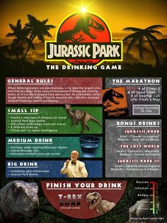 an advertisement for the dinosaurs drinking game