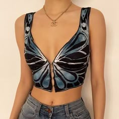 Fitted Black Top With Butterfly Print, Buttoned Crop Top, Dorothy Dandridge, Button Crop Top, Diy Vetement, Estilo Hippie, Tree Hill, Looks Style, Mode Inspiration