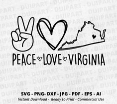 peace love virginia svg cut file for cricut and silhouettes by dxf design studio