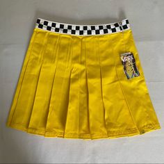 Vans X Tierra Whack Pleated Skirt Size 25 Nwt Yellow Alt Outfit, Retro Spring Tennis Skirt, Yellow Pleated Tennis Skirt For Spring, Spring Yellow Pleated Tennis Skirt, Yellow Pleated Skirt Outfit, Tierra Whack, Gray Clothes, Yellow Pleated Skirt, Blue Tennis Skirt