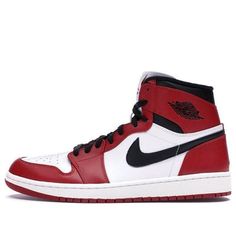 The Nike Air Jordan 1 Retro 'Chicago' 2013 is the perfect sneaker for any hoops fan. This iconic sneaker was first released in 1985, and it has been meticulously reissued in 2013. The Retro swaps out the OG red Nike Air tongue label for Jordan branding that also appears at the heel. In 2015, the sneaker was remastered in OG form, restoring the red Nike Air tongue label and removing the Jumpman branding on the heel. The Nike Air Jordan 1 Retro 'Chicago' 2013 is a must-have sneaker for any fan of Michael Jordan or the Chicago Bulls. (AJ1/SNKR/Men's/High Top/Basketball) Perfect Sneakers, Air Jordan 1 Retro High Og, Red Nike, Mens High Tops, Air Jordan 1 High, Air Jordan 1 Retro, Jordan 1 Retro High, Chicago Bulls, Michael Jordan