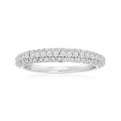 Ross-Simons - .50 ct. t. w. Pave Diamond Ring in Sterling Silver. Size 8. Go for the glitter and the glamour. This shimmering ring catches the light from all angles with .50 ct. t. w. pave diamonds. Set in sterling silver. At 1/8" wide, it's also perfect for stacking! Pave diamond ring. Diamond birthstones are the perfect gift for April birthdays. April Birthday, Diamond Birthstone, Pave Diamond Ring, Diamond Rings Bands, Ring Diamond, Pave Diamonds, Diamond Rings, Band Rings, Diamond Ring