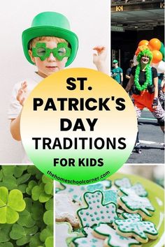 st patrick's day activities for kids including shamrock cookies, clovers and candy