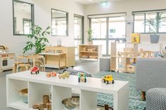 the children's playroom is clean and ready for their parents to come home