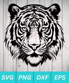 tiger head svg cut file for cricut, silhouette or woodgrain