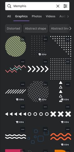 an iphone screen showing different types of lines and shapes