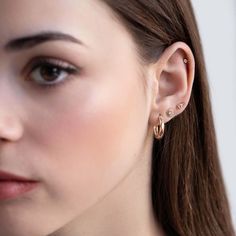 Dainty and minimal matching studs with a little flare to add to your ear stack! Rose Gold Vermeil Cubic Zirconia pave crystals Hypoallergenic post, Lead and Nickel free Round Beaded: Diameter 5mm Cluster Bezel Height 6.2mm x Width 3.1mm #E441+E492-RG Beaded Studs, Ear Stack, Tiny Studs, Stud Set, Rose Gold Earrings, Sterling Silver Earrings Studs, Everyday Jewelry, Earring Backs, Pure Silver