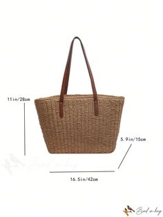 BirdinBag - Double-Handled Oversized Straw Tote with Ample Storage Large Casual Bucket Bag, Large Rectangular Casual Bag, Large Rectangular Casual Bags, Casual Large Bucket Bag, Casual Large Square Bag, Casual Large Rectangular Bag, Casual Large Beach Bag, Casual Large Square Shoulder Bag, Large Capacity Rectangular Straw Bag