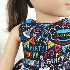 18 inch doll black birthday party dress. Black Birthday Party, Party Dress Birthday, Celebration Dress, Newnan Ga, Black Birthday, Denim Jeans Ripped, Doll Party, Dress Birthday, Birthday Party Dress