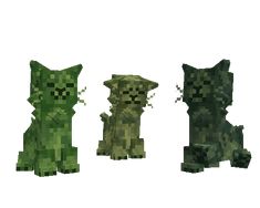 three pixellated cats sitting next to each other