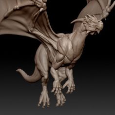 a statue of a dragon is shown on a black background and it appears to be made out of clay