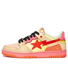 A BATHING APE Sk8 Sta 'Orange Pink' 1I30-191-003-ORANGE (SNKR) Pink And Yellow Shoes, Pink And Orange Fashion, Juicy Couture Clothes, Sk8 Sta, Couture Clothes, Pretty Shoes Sneakers, Yellow Shoes, Bathing Ape, Swag Shoes