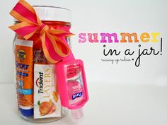 a jar filled with sunscreen and other items