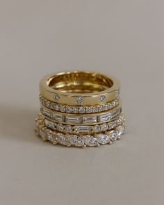 Whether you’re honoring a commitment to a partner or celebrating a milestone moment—each piece is designed to be treasured and passed down as a testament to one’s vow of enduring devotion. Jewelry Hoops, Gold Rings Fashion, Jewelry Accessories Ideas, Ring Stack, Dream Engagement Rings, Classy Jewelry, Stacked Jewelry