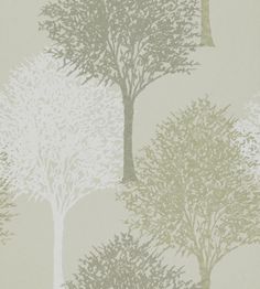 a wallpaper with trees on it in various shades of grey and white, against a neutral background