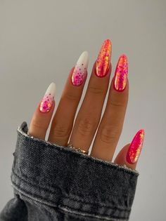 Nail Design Valentine’s Day, Nails February Valentines Day, Fun Birthday Nails, Cute February Nails, Rainbow Nail Ideas, Celebration Nails, Valentines Day Nails Ideas, February Nails Ideas, Nail Art Spring