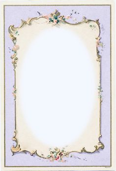 an ornate frame with flowers and leaves on the edges is shown in pastel colors