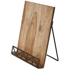 a wooden board with metal frame on it