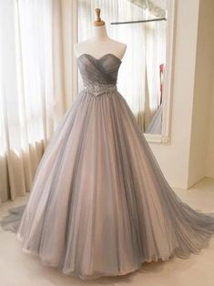 Attractive+Strapless+Gray+Prom+Dresses+Heavy+Beaded+Waist+Decoration+Lace+Evening+Dresses+A+Line+Tulle+Cheap+Evening+Gowns+for+Formal+Party Any+question+about+the+dress,+shipping,+price+and+etc,+please+contact+frankwang_28@outlook.com Silhouette:A-Line Neckline:Sweetheart Sleeve+Length:+S... Cheap Evening Gowns, Chic Prom Dresses, Grey Prom Dress, Princess Prom Dresses, Tulle Evening Dress, Floor Length Prom Dresses, Long Prom Gowns, Sweetheart Prom Dress, Elegant Prom Dresses