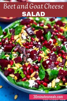 beet and goat cheese salad in a bowl