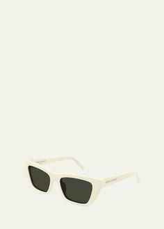 Find SAINT LAURENT Cat-eye Acetate Sunglasses on Editorialist. Saint Laurent cateye sunglasses in acetate. Lens/bridge/temple (in mm): 5316145. High bridge fit. Monochromatic lenses. Logo detail at temples. Includes hard case and cleaning cloth. 100% UVA/UVB protection. Made in Italy. White Acetate Cat Eye Sunglasses, Chic White Cat Eye Sunglasses In Acetate, High Bridge, Cateye Sunglasses, Acetate Sunglasses, Powder Pink, Hard Case, Cleaning Cloth, Cat Eye Sunglasses