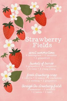 Strawberry Essential Oil Blend, Fruity Essential Oil Blends, Fragrance Recipes, Summer Diffuser Blends, Cooking With Essential Oils, Doterra Diffuser Blends, Natural Recipes, Young Living Essential Oils Recipes