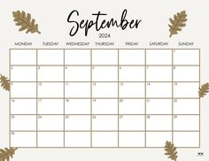 a calendar with leaves on it