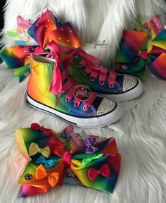 Jojo Siwa Inspired Custom Rhinestone Converse Shoes and Hair Bow Set Birthday Custom High-top Multicolor Sneakers, Custom Multicolor High-top Sneakers, Customizable Multicolor High-top Sneakers, Multicolor Low-top Party Sneakers, Rhinestone Converse, Custom Converse Shoes, Jojo Siwa Outfits, Cute Converse, Custom Rhinestone