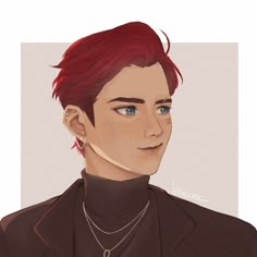 a drawing of a man with red hair