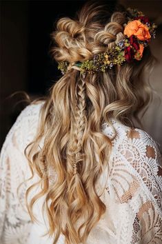 Bridal Braids, Braided Half Up, Boho Wedding Hair, Highlights Hair, Beautiful Mehndi, Wedding Hair Down, Half Up Half Down Hair, Balayage Highlights