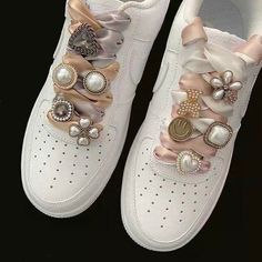 Bedazzled Sandals, Sneaker Accessories, Bedazzled Converse, Shoe Styling, Pearl Shoe, Church Girl, Face Lace, 2025 Trends, Baskets Converse