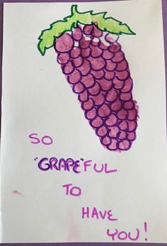 a drawing of a grape fruit with the words so grateful to have you written on it