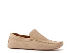 Anthony Veer William House Loafer Beige Slip-on Casual Moccasins, Casual Beige Slip-on Moccasins, Casual Beige Moccasins With Leather Footbed, Casual Suede Slip-on Loafers, Comfortable Suede Loafers With Cushioned Footbed, Casual Slip-on Moccasins With Branded Insole, Casual Beige Plain Toe Loafers, Casual Suede Slip-on Boat Shoes, Casual Slip-on Moc Toe Moccasins