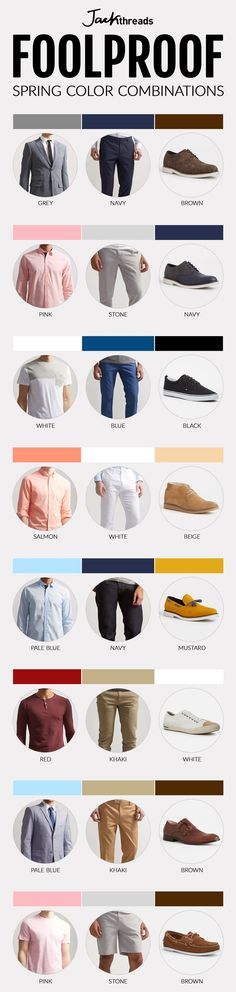 colores de primavera Spring Clothes, Mode Casual, Spring Color, Men's Footwear, Colour Combinations, Mens Fashion Summer