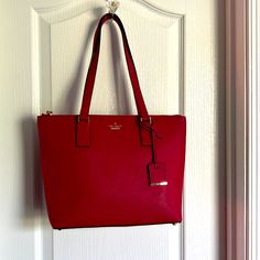 Kate Spade Signature Purse Red **Brand New** With Tags Luxury Red Kate Spade Shoulder Bag, Kate Spade Red Shoulder Bag For Formal Occasions, Red Kate Spade Shoulder Bag For Formal Occasions, Kate Spade Red Formal Shoulder Bag, Elegant Red Kate Spade Shoulder Bag, Kate Spade Red Tote Shoulder Bag, Classic Red Kate Spade Bag, Bags Kate Spade, Red Purse