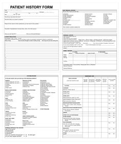 the patient history form is shown in black and white, as well as an image of medical