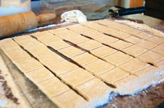 the dough has been cut into squares and is ready to be put in the oven