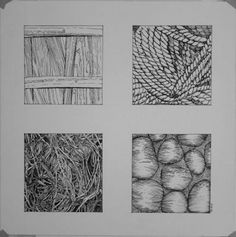 four different types of drawings are shown in black and white