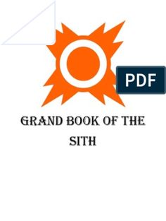 the grand book of the sith is displayed on a white background with an orange sun